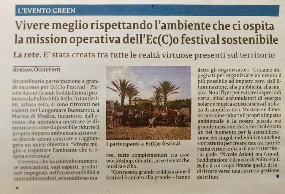 Vivere meglio rispettando l'ambiente che ci ospita la mission operativa dell'Ec(C)o Festival sostenibile - La Sicilia